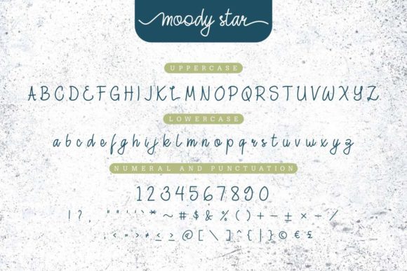 Moody Star Font font preview - 4