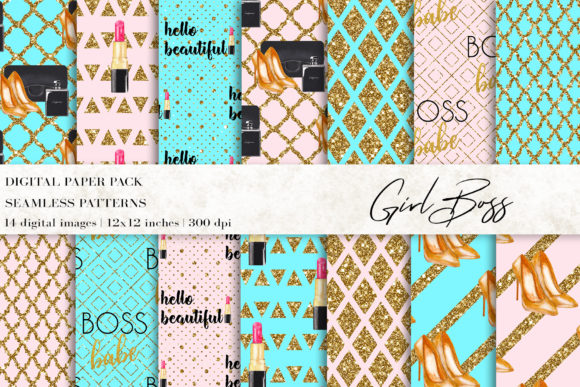 Fashion Makeup Digital Papers Graphic Patterns By BonaDesigns