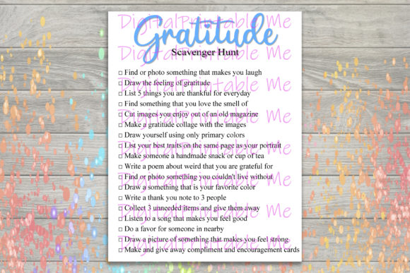 Gratitude Scavenger Hunt Printable, Kids
