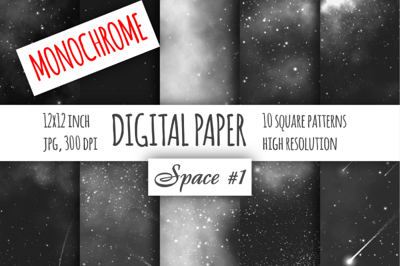 Monochrome Night Sky Digital Paper Graphic by bunart · Creative Fabrica