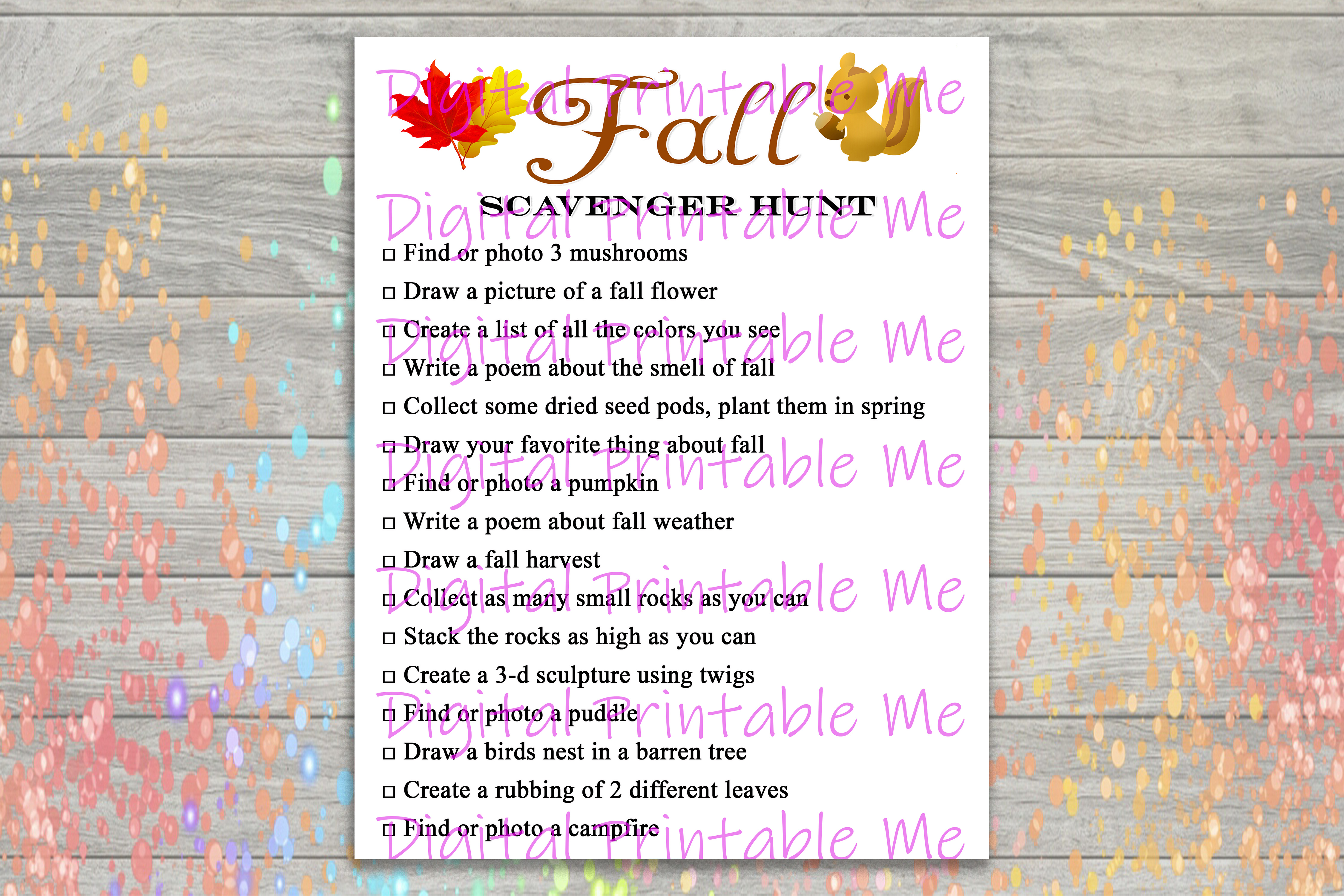 Fall Scavenger Hunt Nature Game