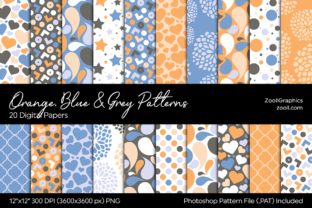 Orange, Blue and Grey Digital Papers Graphic by ZoollGraphics ...
