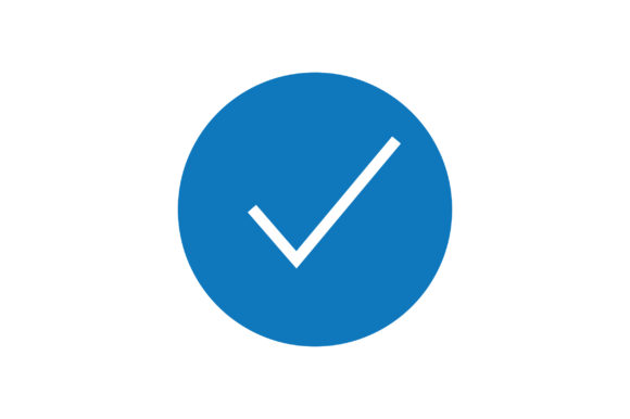 Check Mark Glyph Blue Icon Vector