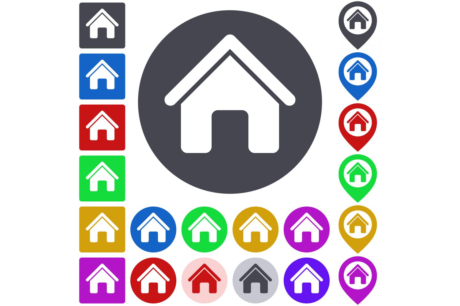 Flat Home Icon, Button Set Graphic by davidzydd · Creative Fabrica