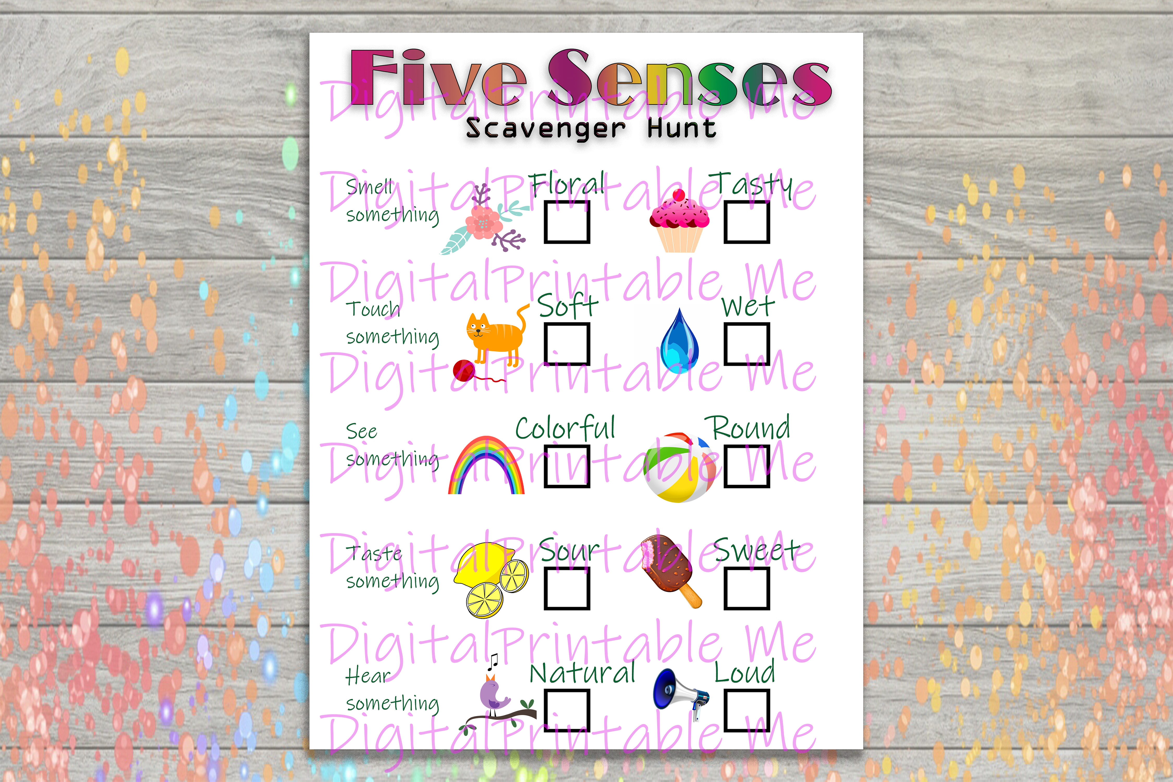 Five Sense Scavenger Hunt Kid Game Party