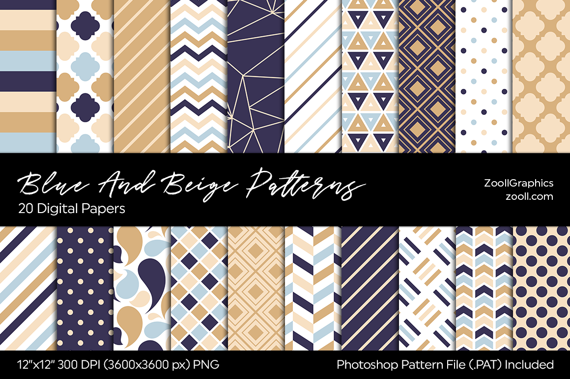 Blue and Beige Digital Papers Graphic by ZoollGraphics · Creative Fabrica