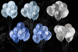 Blue Glitter Balloons Clipart Graphic by Digital Curio · Creative Fabrica