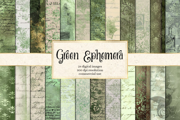 Green Ephemera Digital Paper