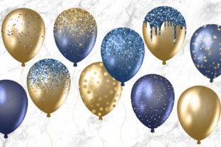Navy and Gold Balloons Clipart Graphic by Digital Curio · Creative Fabrica