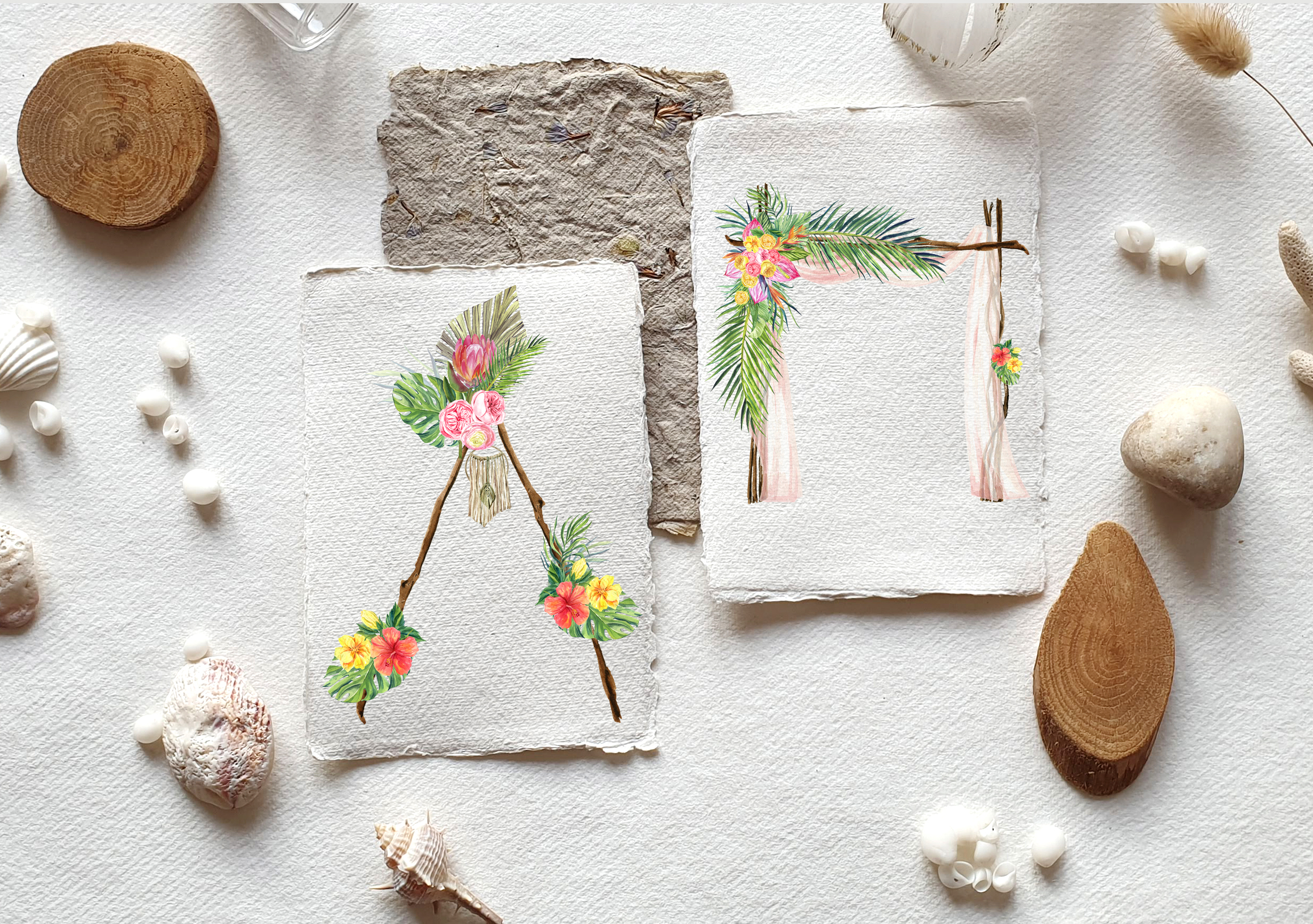 Watercolor Arch Boho Wedding Clipart - photo 2