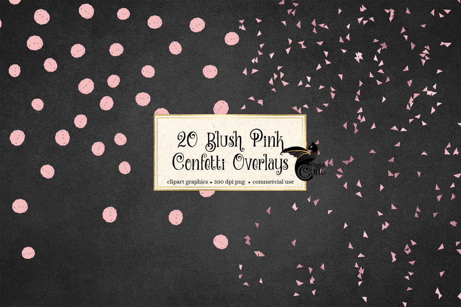 20 Blush Pink Confetti Overlays