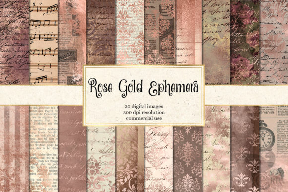 Rose Gold Ephemera Digital Paper