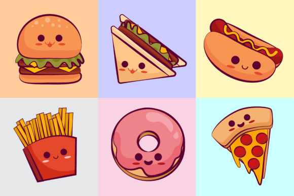 Kawaii Fast Food Illustration Concept