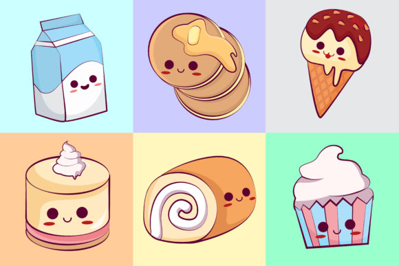 Kawaii Sweet Food Illustration Concept