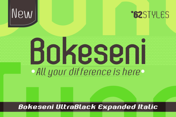 Bokeseni UltraBlack Expanded Italic Font - Preview 1