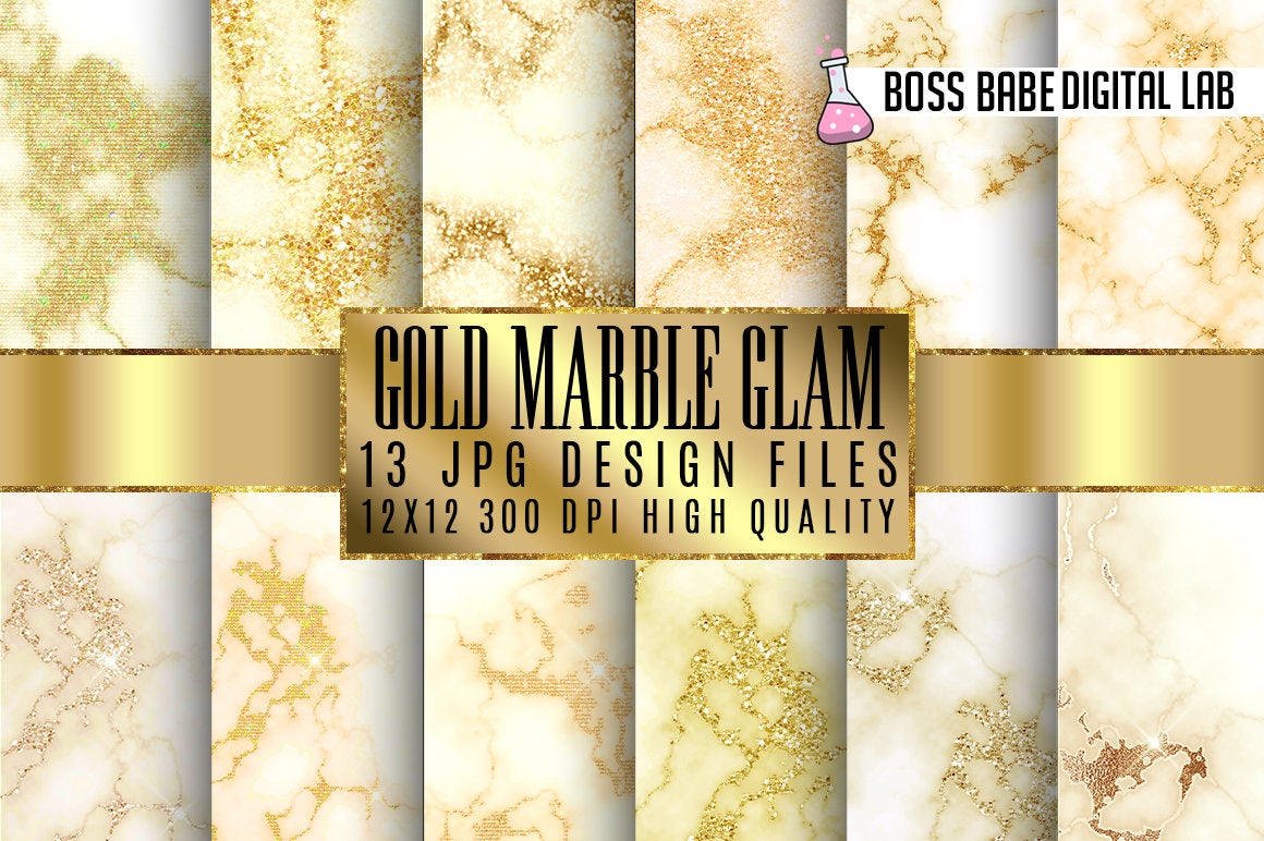 Gold Glam Marble Digital Paper Graphic by 77designs · Creative Fabrica