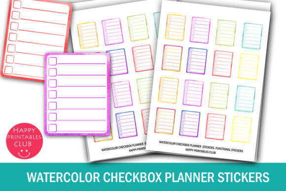 Watercolor Checkbox Planner Stickers