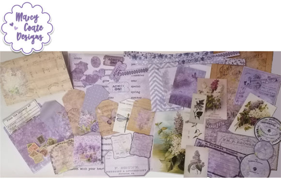 Lilacs Printable Ephemera, Tags, Pockets