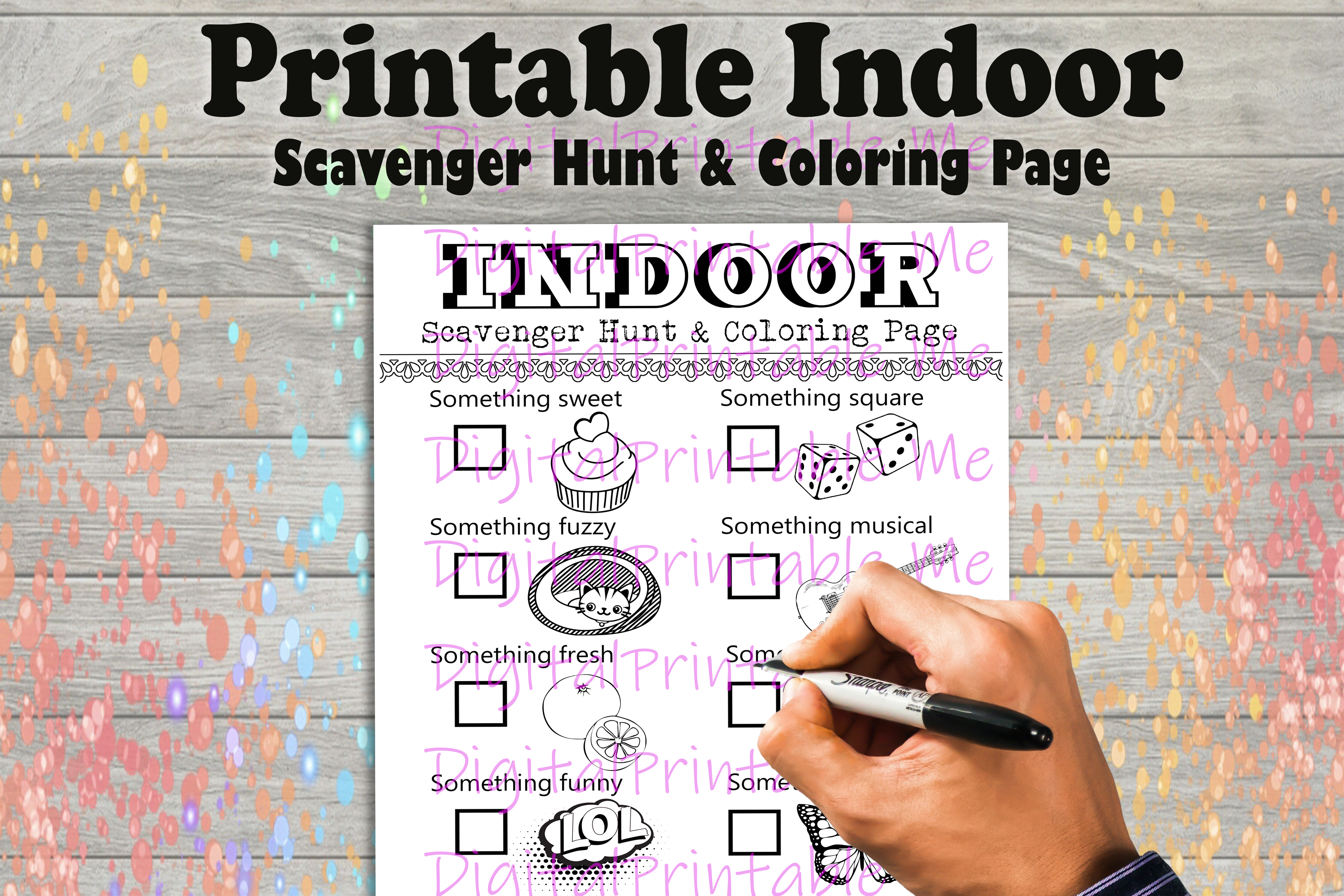 Indoor Scavenger Hunt Game Coloring Page