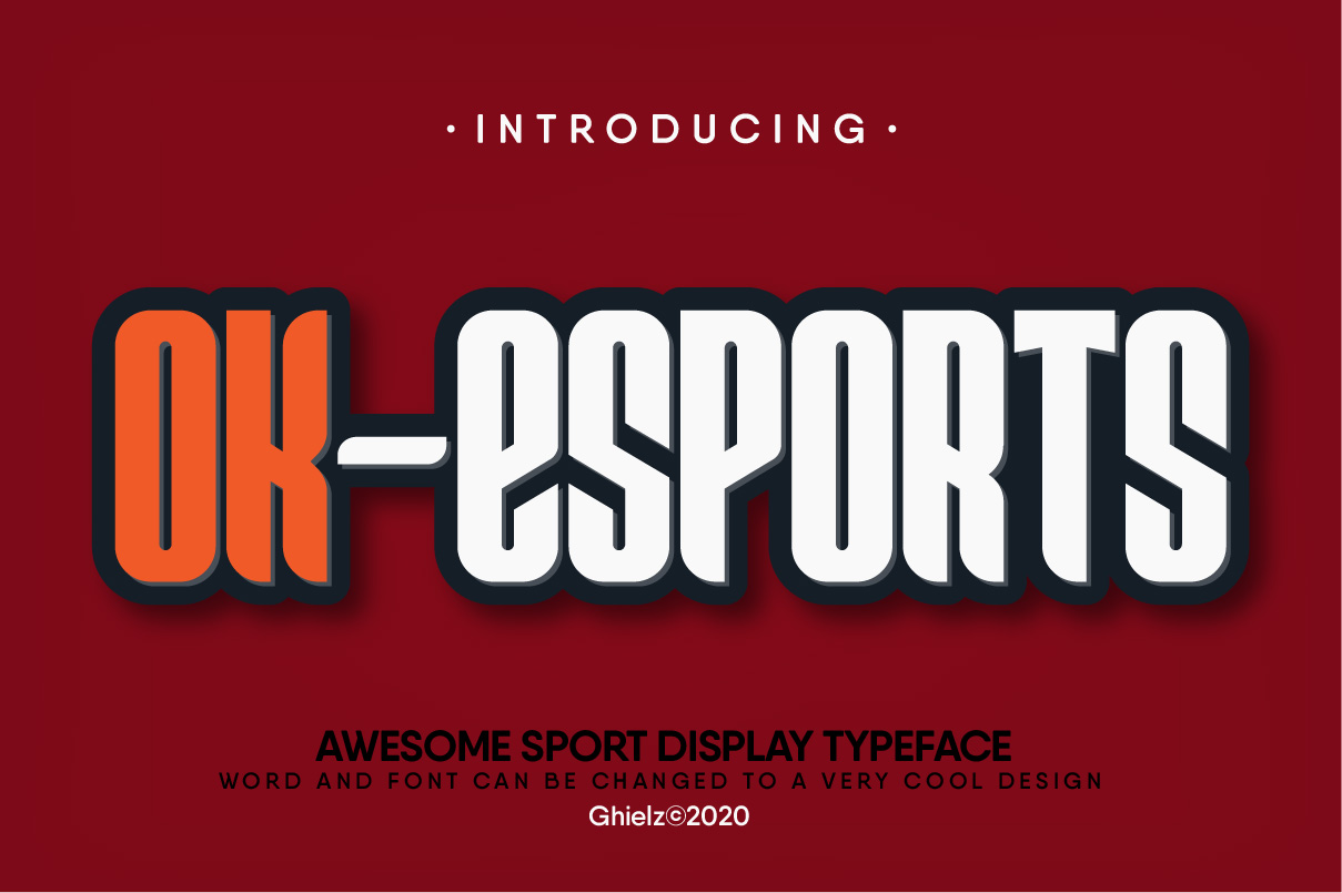 Ok-Esports font preview for gaming team names