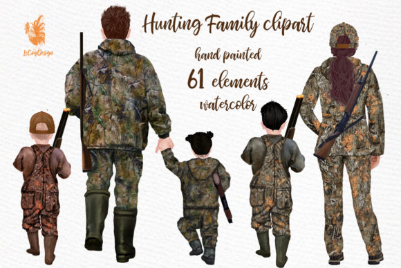 Hunters Family Clipart Graphic Illustrations By LeCoqDesign