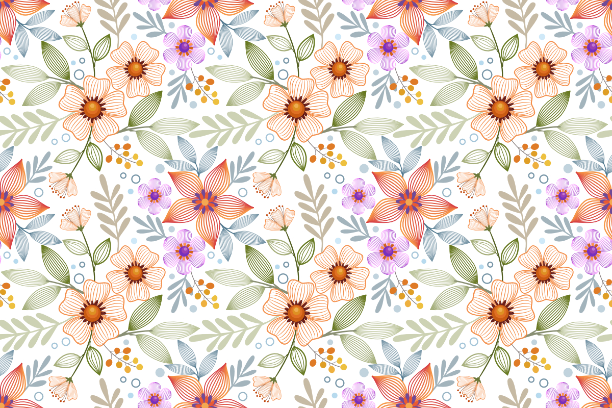 Abstract Line Flowers Seamless Pattern. Graphic by ranger262 · Creative ...