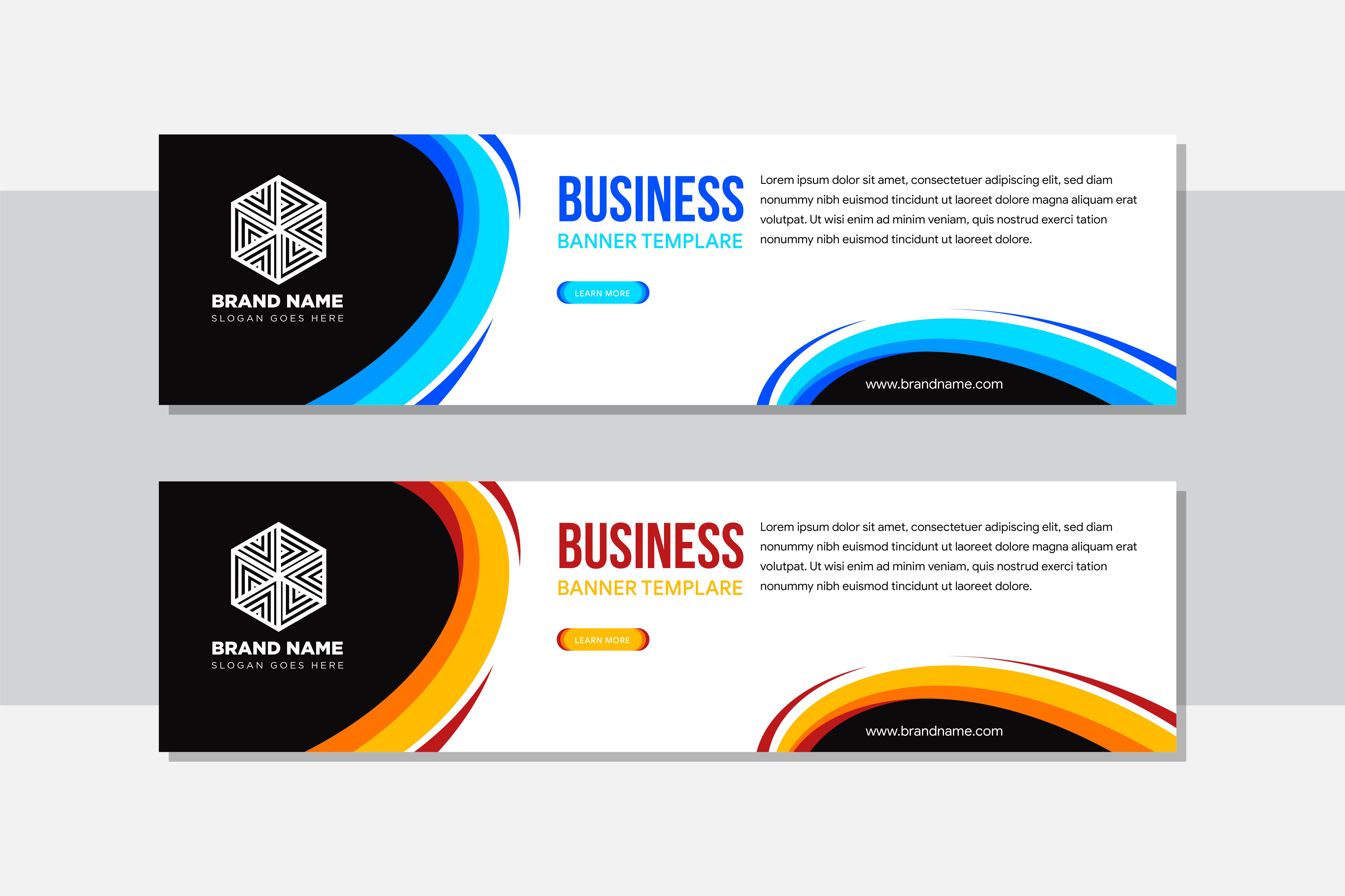 Horizontal Banner Orange Blue Graphic by noory.shopper · Creative Fabrica
