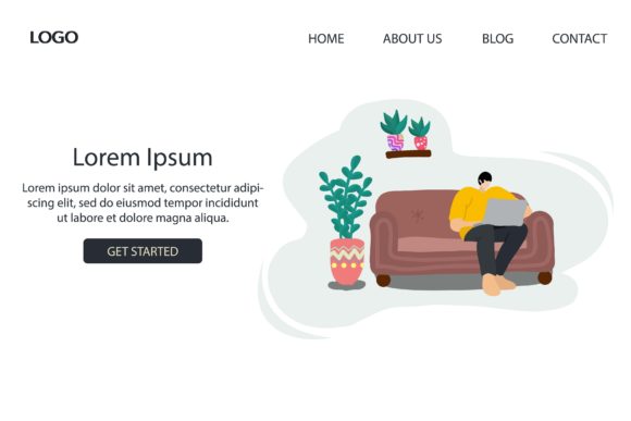 Landing Page Work from Home Grafica Modelli di Landing Page Di morningmondayy