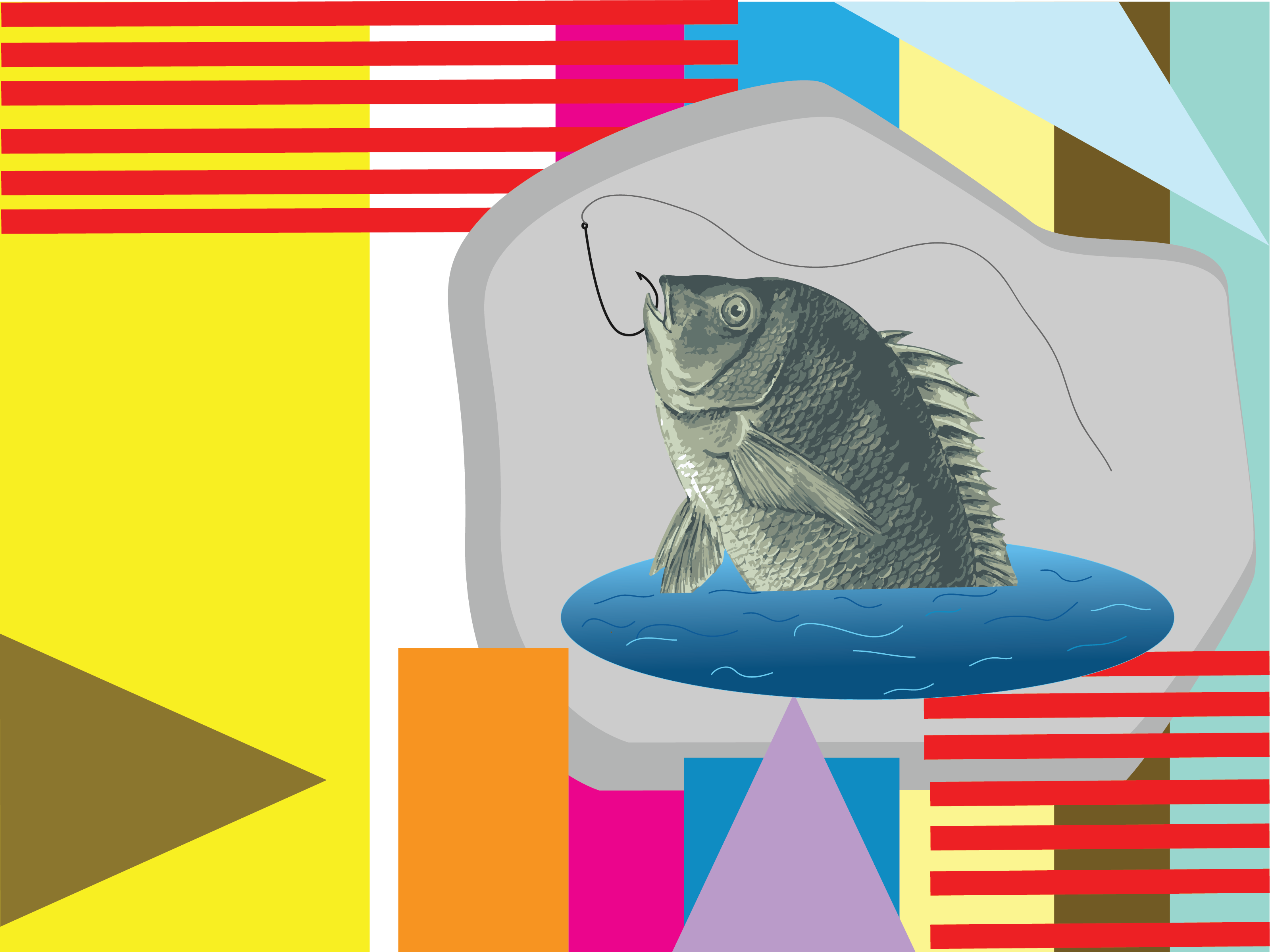 Retro Digital Poster Fish Vintage