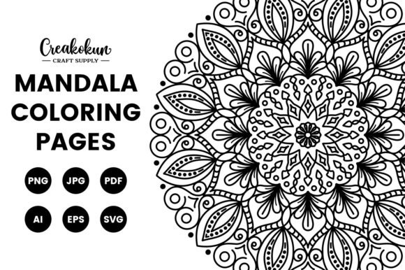 Mandala Illustration - Coloring Pages Graphic Coloring Pages & Books Adults By creakokunstudio