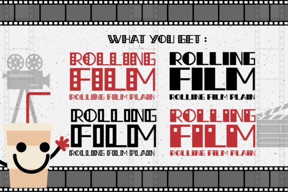 Rolling Film Font PNG with transparent background - Preview 1