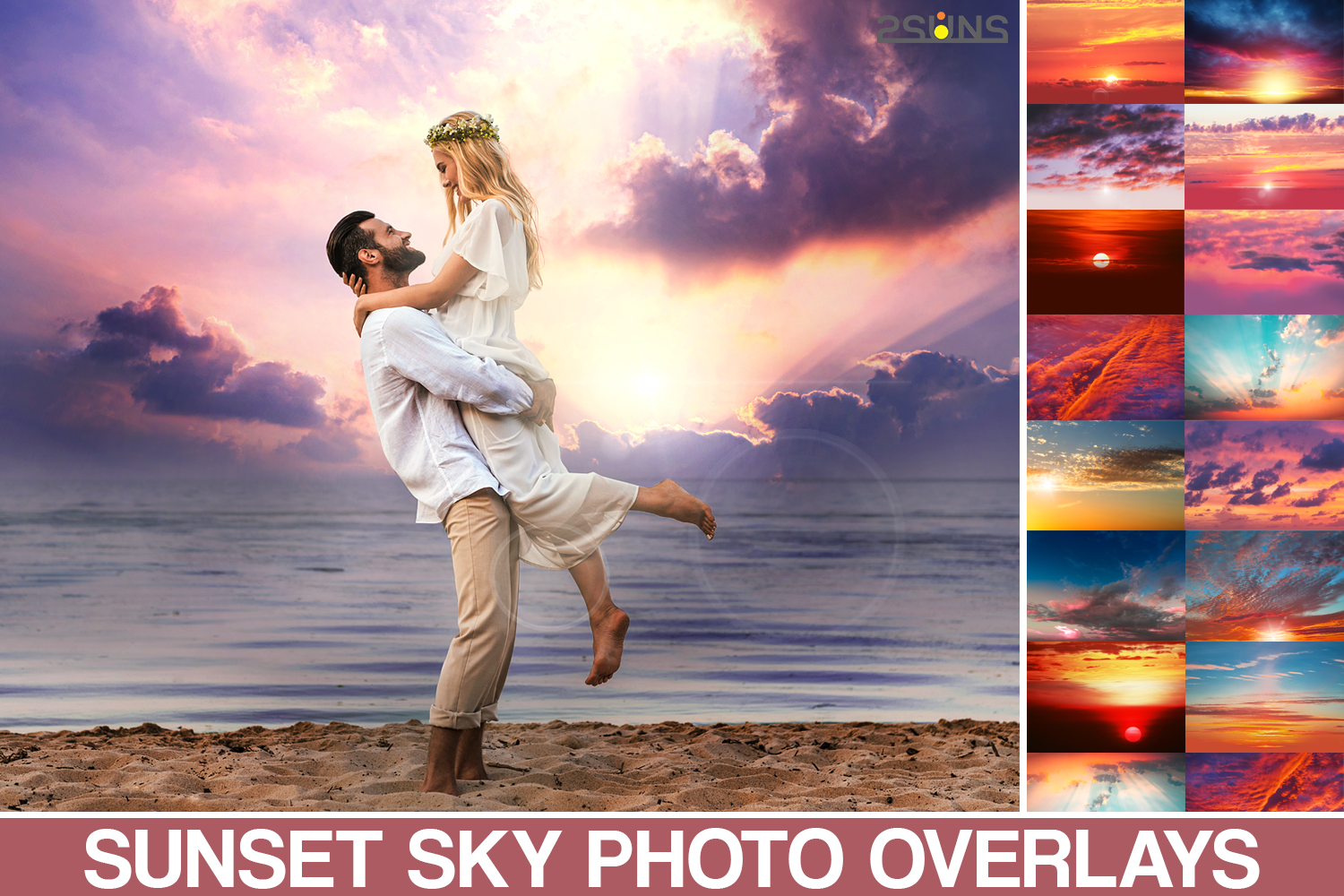 100 Sunset Sky Photo Overlays, Photoshop Graphic by 2SUNS · Creative ...