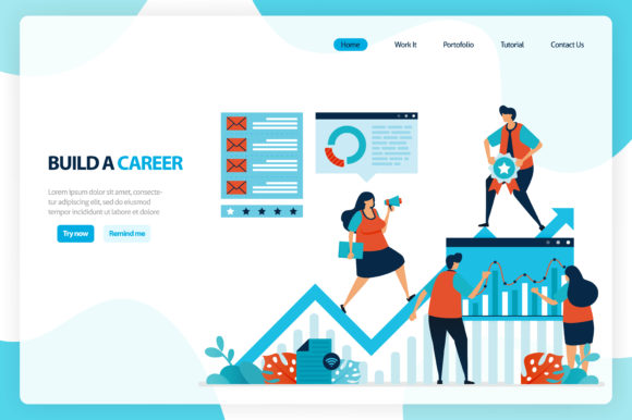 Business Goals and Building Leadership Illustration Modèles de Page d'Accueil Par setiawanarief111