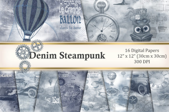 Denim Steampunk Grafik Texturen Von Tara Artisan