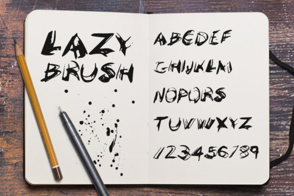 LazyBrush Font PNG with transparent background - Preview 1