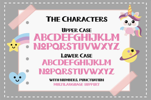 Pink Unicorn Font PNG with transparent background - Preview 1