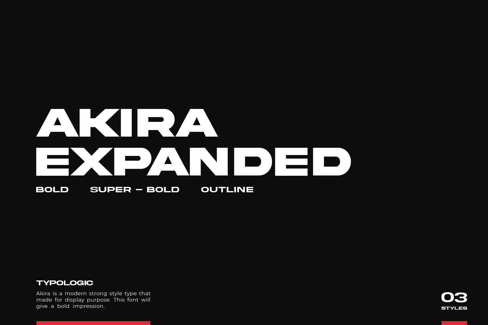 Akira Expanded preview, wide bold expanded sans serif
