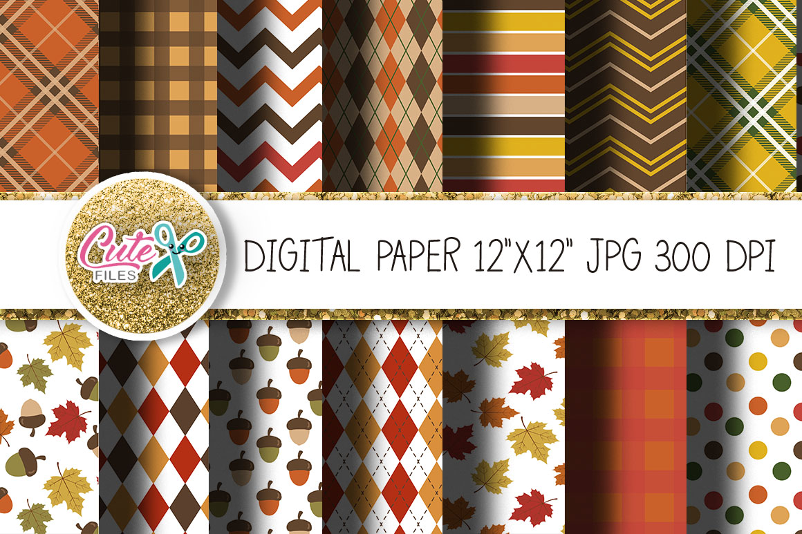 Autumn Digital Paper for Crafter Graphic by Cute files · Creative Fabrica
