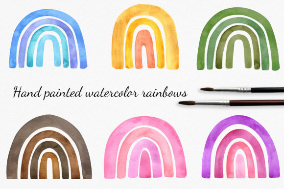 Watercolor Rainbow Cliparts Set Graphic Illustrations By RedDotsHouse
