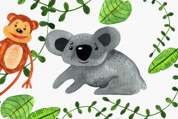 Jungle Baby Animals Clipart Set. Graphic Illustrations By RedDotsHouse
