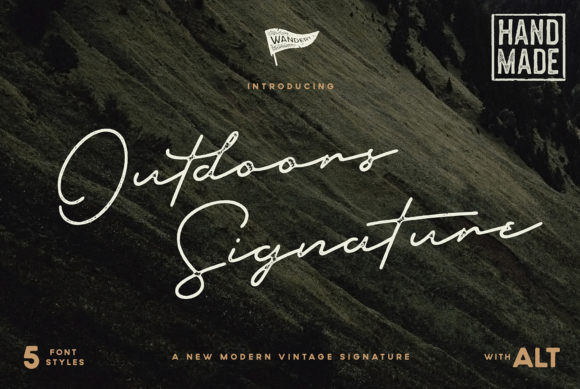 Outdoors Signature Font PNG with transparent background - Preview 1