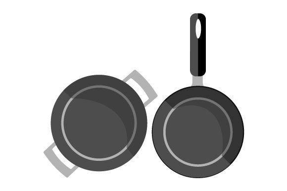 Illustration of Two Aluminum Pans Afbeelding Afdrukbare Illustraties Door Yapivector