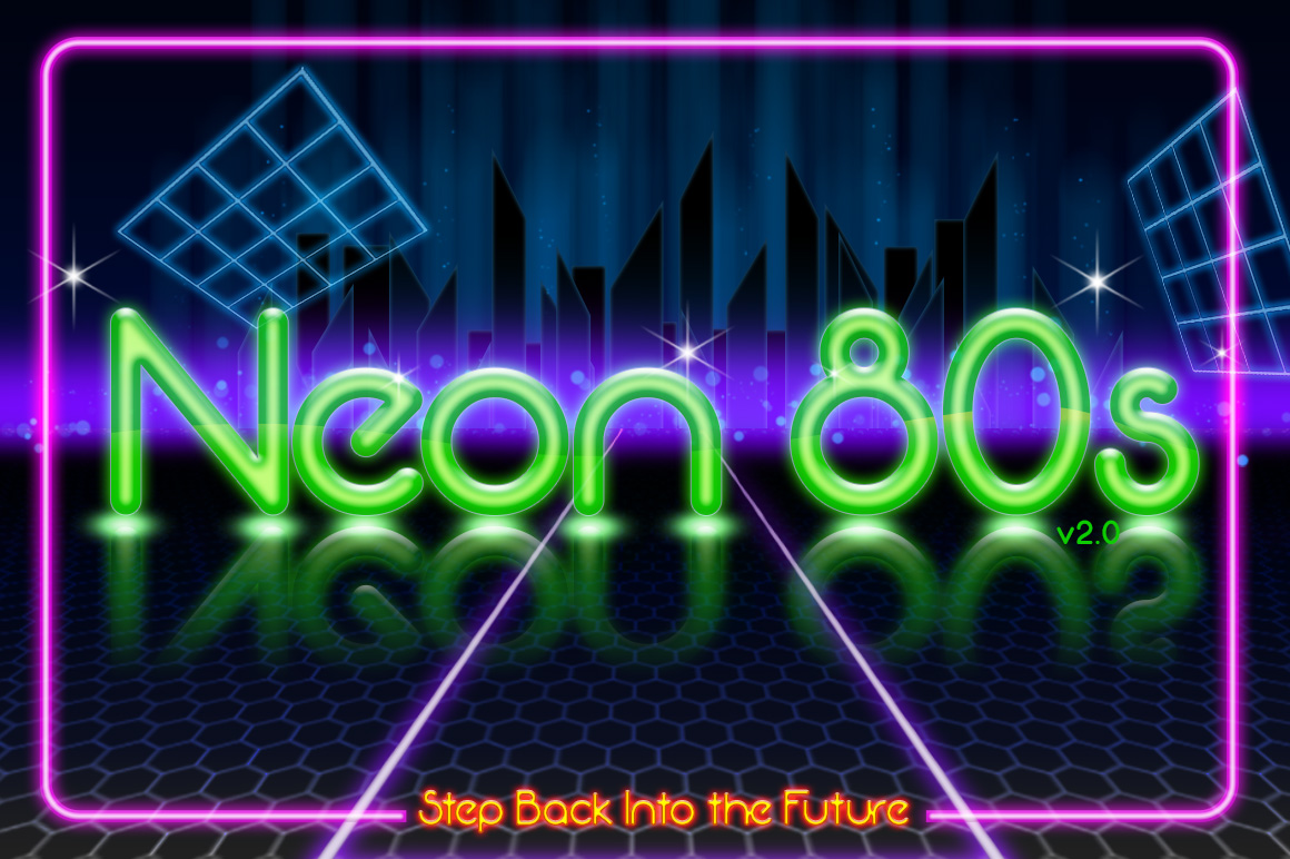 Neon 80s preview, playful nostalgic sans serif with vintage arcade feel