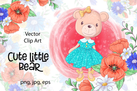 Cute Little Bear Graphic Illustrations By nicjulia