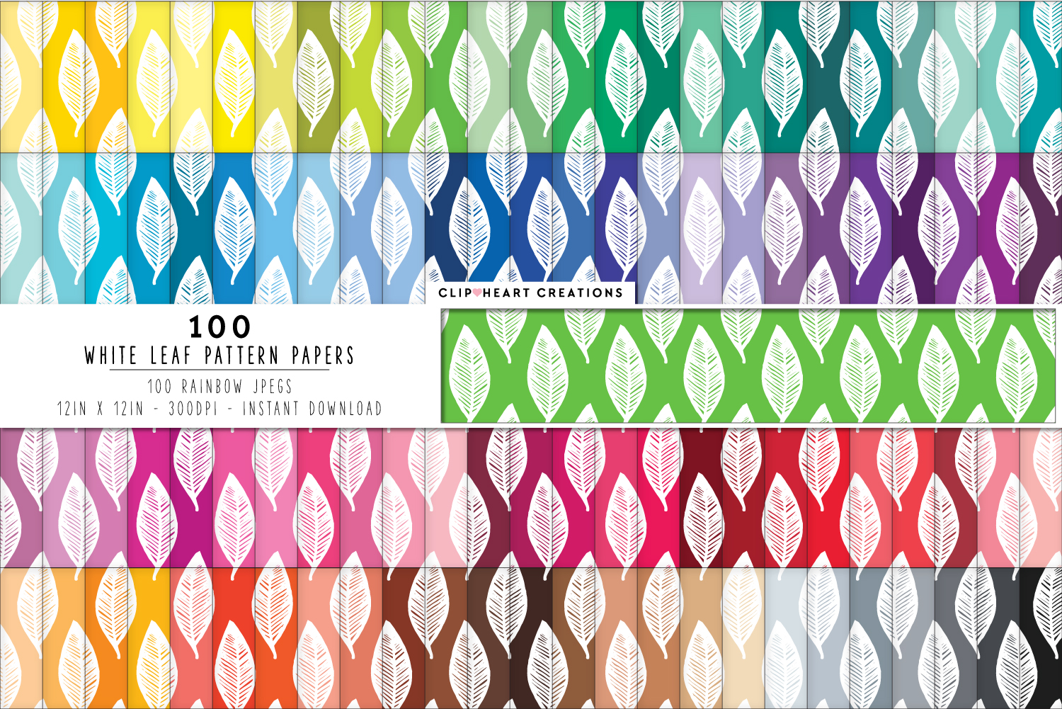 100 Leaves Pattern Digital Paper Graphic by clipheartcreations ...