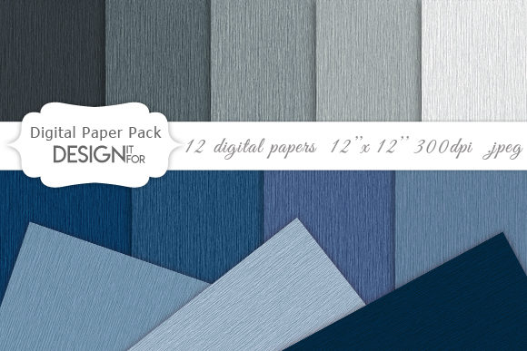 Blue Gray Linen Digital Paper Pack