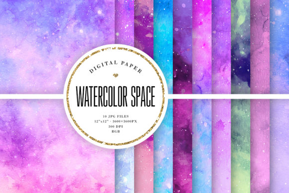 Watercolor Galaxy Digital Paper