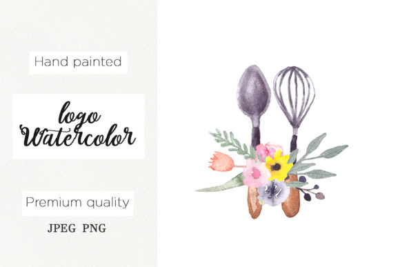 Watercolor Logo Whisk for Bakery,cooking