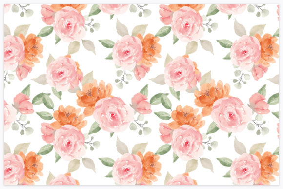 Watercolor Seamless Pattern with Flower Illustration Modèles de Papier Par elsabenaa