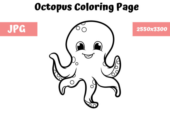 Coloring Book Page for Kids - Octopus